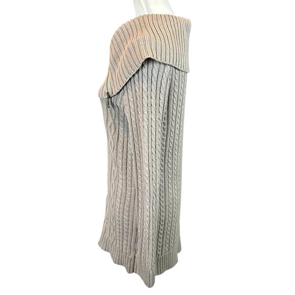Jeanne Pierre Cotton Sweater Women Sz Small Brown Cable Knit Zip Cowl Neck Tunic - Picture 6 of 10